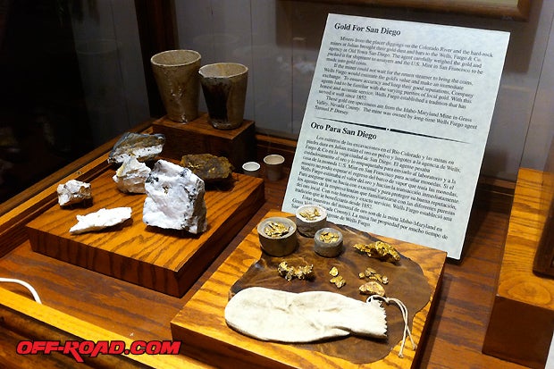 Gold and quartz from the Julian Mining District are on display at the Wells Fargo Stagecoach Museum in Old Town San Diego State Park.