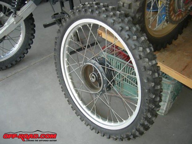 The front wheel was removed from the forks