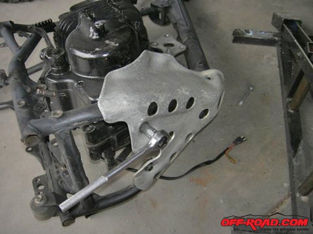 We had to remove the skid plate to get to the motor mount plates, but it was a straightforward job.