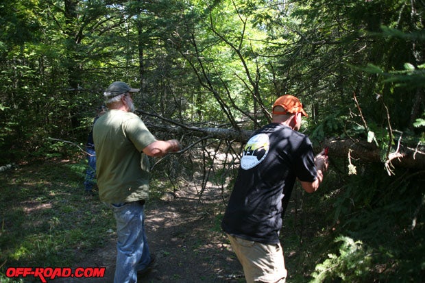 With a recently fallen tree blocking our path, Rob Pionk called for a chainsaw. When we heard no response, Rob took out a small hand-saw and removed the tree in a matter of miuntes. Once he was done, someone appeared with a chainsaw. Figures, right? 