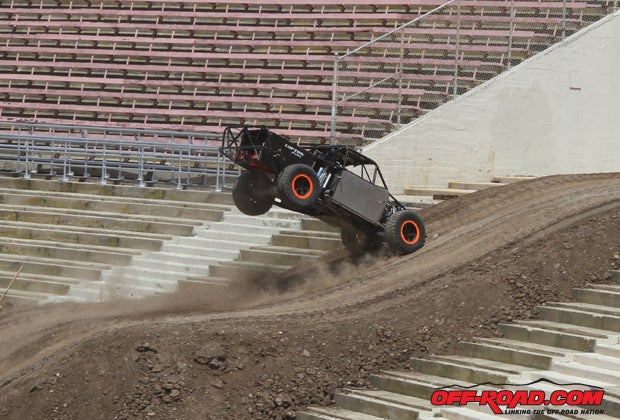 Learning the proper speed and lines takes a few practice laps. Justin Lofton feels it out. 